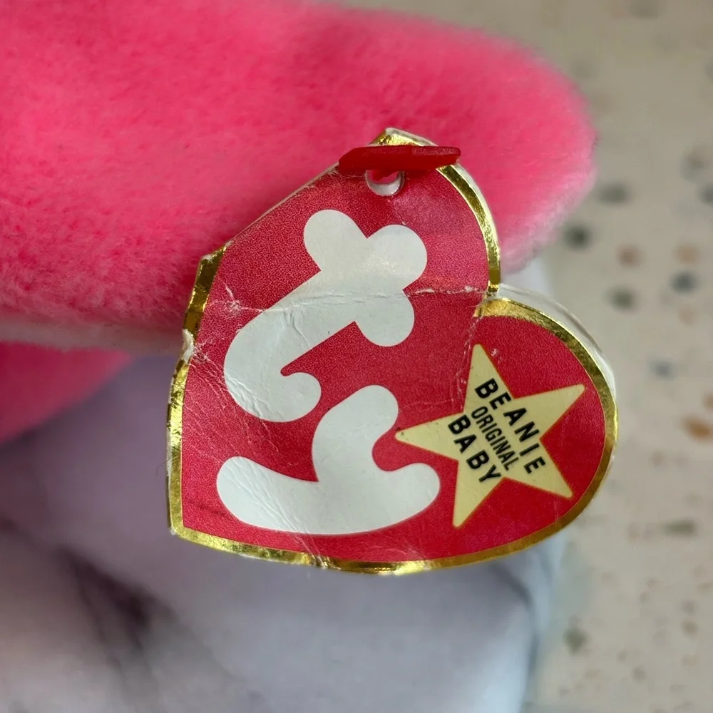 Vintage‎ 1995 Ty Beanie Pinky Pink Flamingo Plush Toy